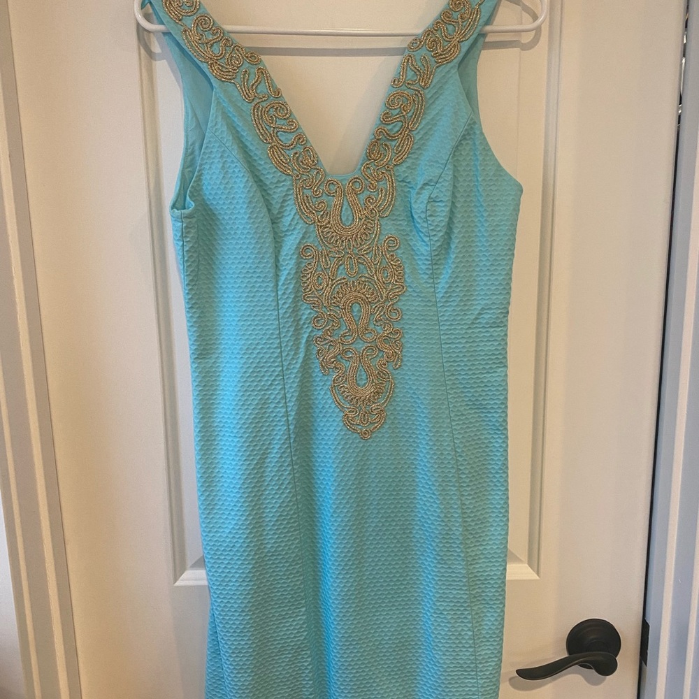 Lilly Pulitzer Shift dress, turquoise gold size 2